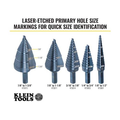 Klein Tools KTSB15 Double-Fluted Step Drill Bit