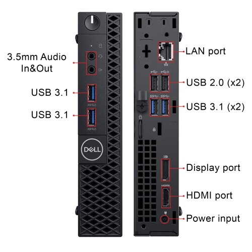 Dell OptiPlex 3060 Micro Desktop - Intel Core i3-8100T, 16GB Memory, 256GB SSD, Win 11 Pro + 24" Monitor, Keyboard & Mouse Included by DELL - Refurbished condition - Image 3