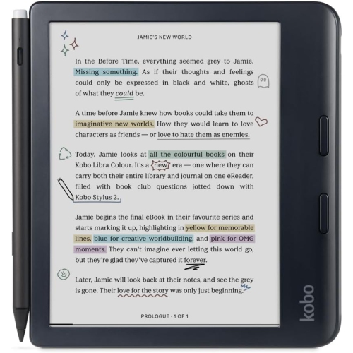 Ensemble Libra Colour de Kobo avec Stylus 2 - Noir - Remis à neuf