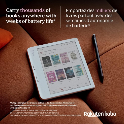 Ensemble Libra Colour de Kobo avec Stylus 2 - Noir - Remis à neuf