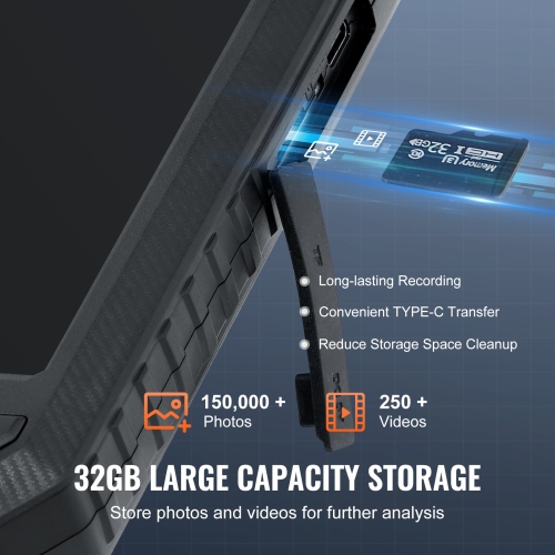 VEVOR 32GB Triple Lens Endoscope Camera with Light,with 49.2FT Semi-Rigid Cable,5" Screen 1080P Inspection Camera,8 + 2 LED Lights, IP67 Waterproof