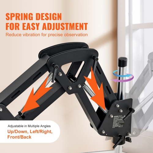 VEVOR 7X-45X Multi-Directional Microscope with Spring Bracket, Magnification Jewelry Microscope, Micro Jewelry Inlaid Stand with Integrated USB Ring