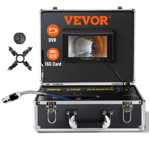 Caméra d'égout VEVOR 100&nbsp;pi/30&nbsp;m, caméra d'écran de 7&nbsp;po avec fonction DVR, caméra étanche IP68, 12 pcs DEL réglables, avec carte SD