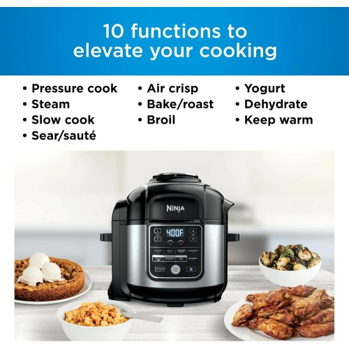 Refurbished - Ninja Foodi XL Pressure Cooker, 8 Quart Air Fryer, 10-in-1 Multi-Cooker, Ceramic Nonstick, TenderCrisp Technology, OS405
