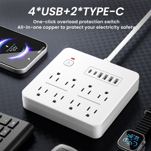 multifunctional socket for home office wiring board USB multi-hole socket - white 1.8M