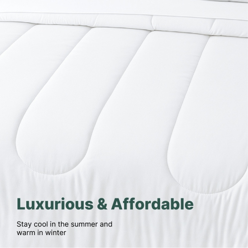 Beddora 5-Piece Bed in a Bag – Includes Comforter, 2 Shams, Decorative Cushion & Square Cushion – Ultra-Soft, All-Season Bedding – King – Bright White