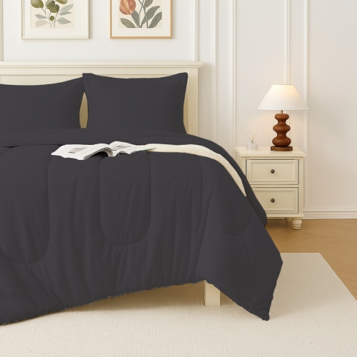 Lit en sac 5 pièces Beddora – Comprend couvre-lit, 2 couvre-oreillers, coussin décoratif et coussin carré – Très doux, literie toutes saisons – Grand