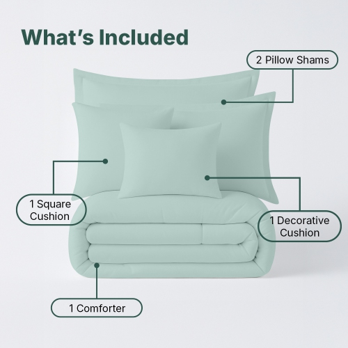 Lit en sac 5 pièces Beddora – Comprend couvre-lit, 2 couvre-oreillers, coussin décoratif et coussin carré – Très doux, literie toutes saisons – Très