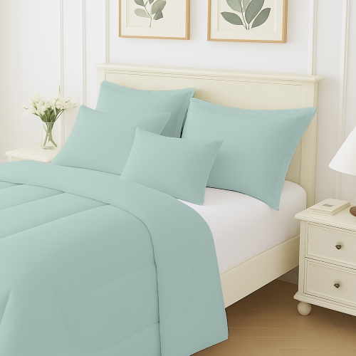 Lit en sac 5 pièces Beddora – Comprend couvre-lit, 2 couvre-oreillers, coussin décoratif et coussin carré – Très doux, literie toutes saisons – Très