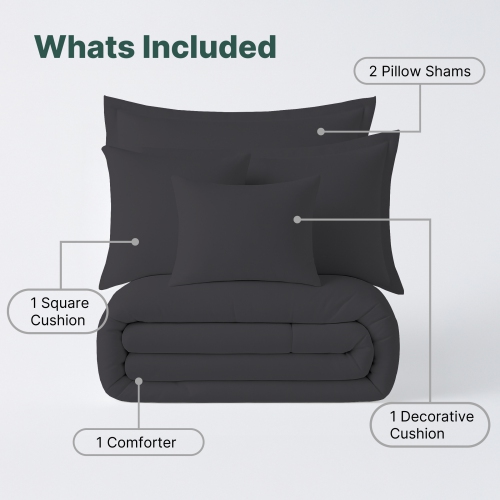 Lit en sac 5 pièces Beddora – Comprend couvre-lit, 2 couvre-oreillers, coussin décoratif et coussin carré – Très doux, literie toutes saisons – Très