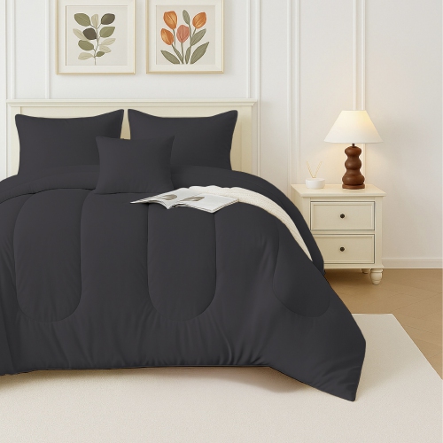 Lit en sac 5 pièces Beddora – Comprend couvre-lit, 2 couvre-oreillers, coussin décoratif et coussin carré – Très doux, literie toutes saisons – Très