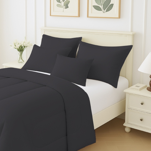 Lit en sac 5 pièces Beddora – Comprend couvre-lit, 2 couvre-oreillers, coussin décoratif et coussin carré – Très doux, literie toutes saisons – Très