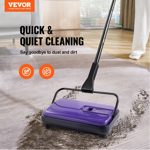 VEVOR 300 ml Capacity Floor Sweeper Dustbin, Easy to Empty, 6.7 inch Cleaning Width for Home Office Carpets Pet Hair Dust, Purple