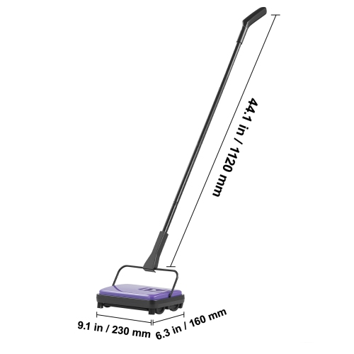 VEVOR 300 ml Capacity Floor Sweeper Dustbin, Easy to Empty, 6.7 inch Cleaning Width for Home Office Carpets Pet Hair Dust, Purple