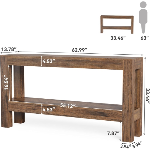 Tribesigns 63-Inch Narrow Long Entryway Table for Living Room, Farmhouse Wood Console Table