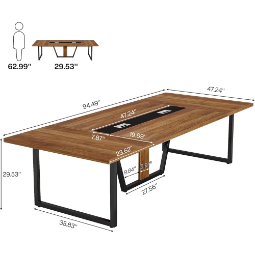 Tribesigns 8FT Conference Table, 94.49 L x 47.24 W x 29.53 H Inches Large Meeting Table/Podcast Table for 10 People