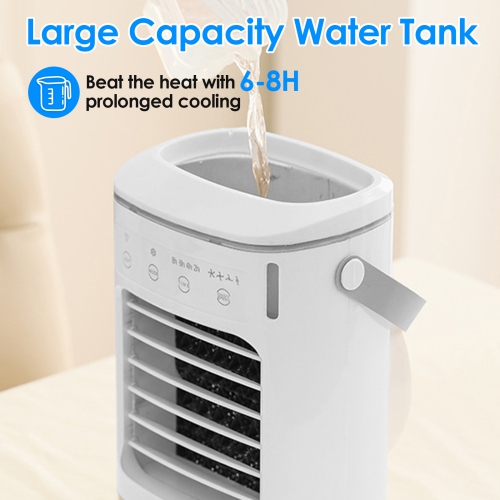 Ventilateur de bureau portatif, mini ventilateur de bureau rechargeable par USB avec 4 vitesses de vent, fonction de minuterie et 7 voyants de