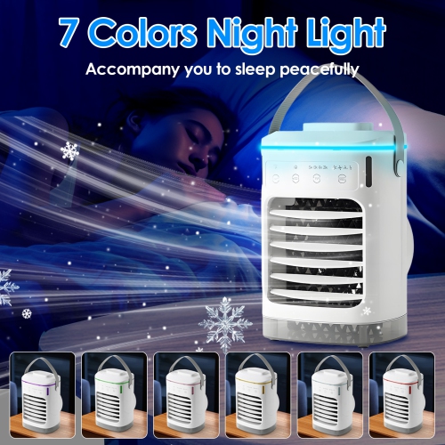 Ventilateur de bureau portatif, mini ventilateur de bureau rechargeable par USB avec 4 vitesses de vent, fonction de minuterie et 7 voyants de