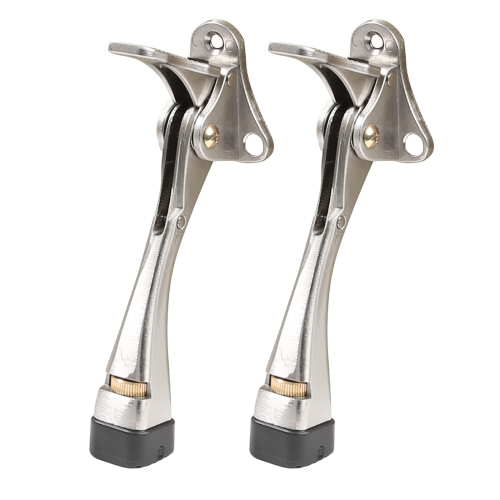 2-Pack Adjustable Door Stop, Aluminum Alloy Metal Door Stop with Rubber Head and Wall Protection for Wide Doors