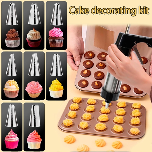 Cookie Stamper Set with 8 Piping Nozzles and 13 Cookie Trays for DIY Christmas Cookie Making