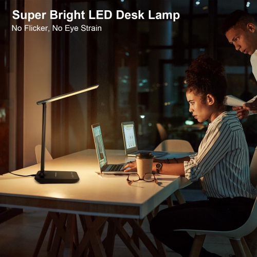 Lampe de bureau portative pliable LED, chargement USB, 5 modes, 5 lampe de lecture lumineuse adaptée à la chambre, au bureau, à l'étude