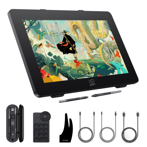 XPPen 23.8'' Large Drawing Monitor Graphic Tablet with 16384 Pen Pressure Stylus Wireless Keyboard