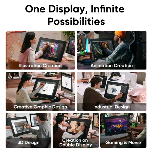 XPPen 23.8'' Large Drawing Monitor Graphic Tablet with 16384 Pen Pressure Stylus Wireless Keyboard