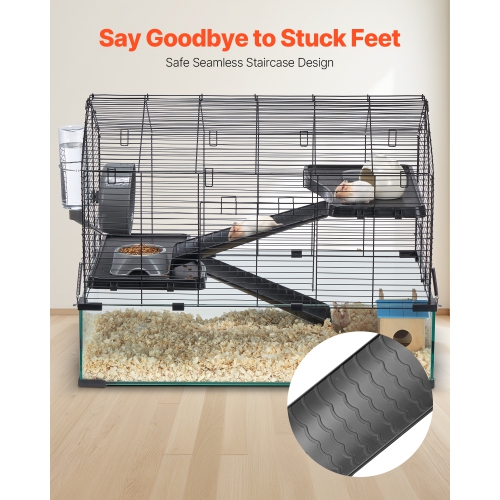 VEVOR 29.5 x 17.3 x 24 inHamster Cage, 360° Viewing Transparent, Small Animal Cage, Ventilated Pet Mouse Cages with Water Bottle, Portable Hamster