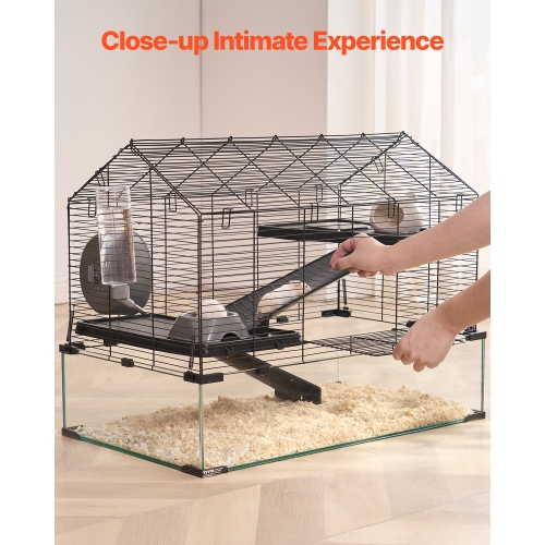 VEVOR 29.5 x 17.3 x 24 inHamster Cage, 360° Viewing Transparent, Small Animal Cage, Ventilated Pet Mouse Cages with Water Bottle, Portable Hamster