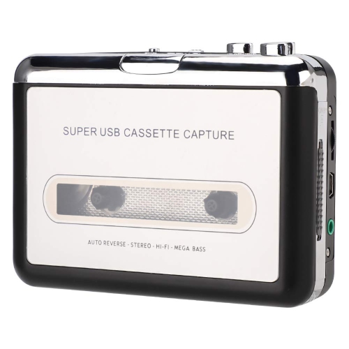 Lecteur de cassettes – Lecteur de cassettes portatif convertissant l'enregistreur de cassettes en format MP3, compatible avec les ordinateurs