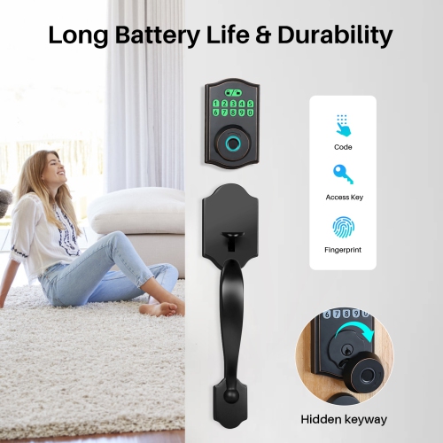 Serrure de porte intelligente, verrouillage par empreinte digitale, verrouillage par mot de passe, serrure à clé cachée, serrure américaine, serrure