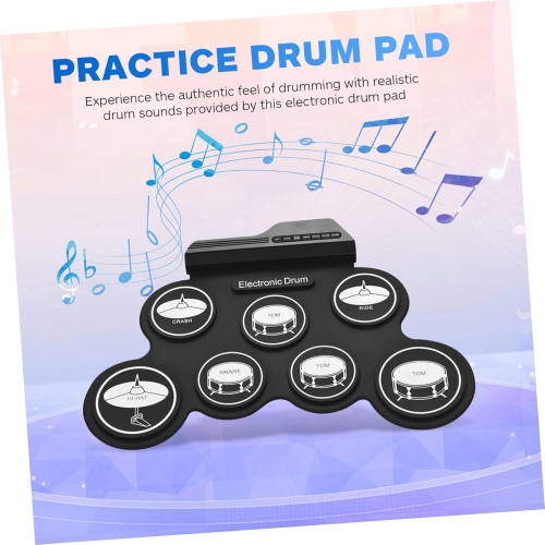 Hot product hand roll folding drum set, portable desktop game drum, children's beginner USB adult professional percussion instrument - white pattern