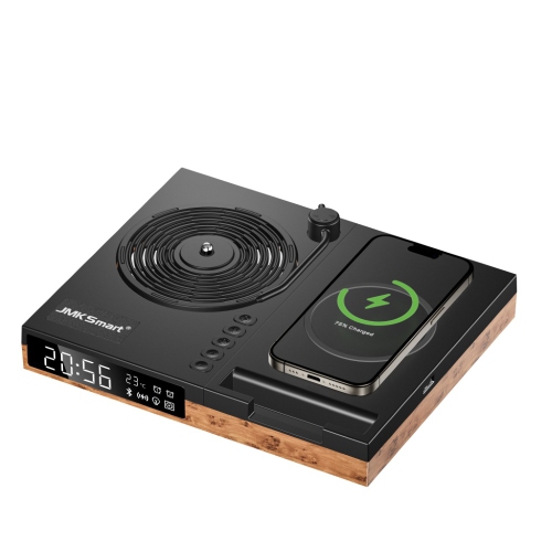 Haut-parleur Bluetooth à recharge sans fil Haut-parleur carré haute-fidélité, mini disque stéréo intelligent en vinyle, chargeur sans fil