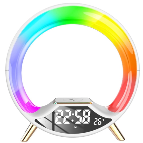 Wireless Charger Atmosphere Lamp, Wireless Charger BlueTooth Speaker with Desk Lamp Bedside Night Light Portable Small Mini Speaker