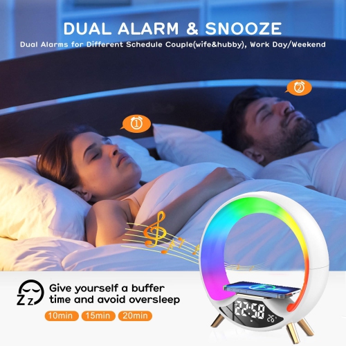 Wireless Charger Atmosphere Lamp, Wireless Charger BlueTooth Speaker with Desk Lamp Bedside Night Light Portable Small Mini Speaker