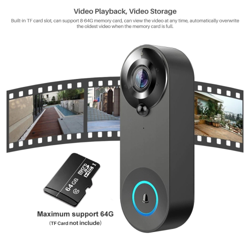 1080P video doorbell camera, smart WIFI video doorbell, wireless video doorbell, remote home monitoring, Tuya solution, video voice intercom, two-way