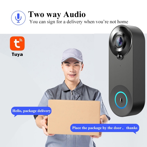 1080P video doorbell camera, smart WIFI video doorbell, wireless video doorbell, remote home monitoring, Tuya solution, video voice intercom, two-way