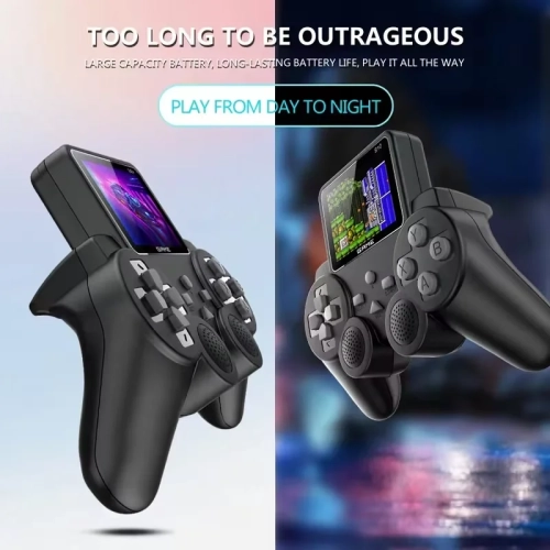 s10 handheld game console, retro FC role adventure 520 games, children's toy TV game, wireless game controller - black double