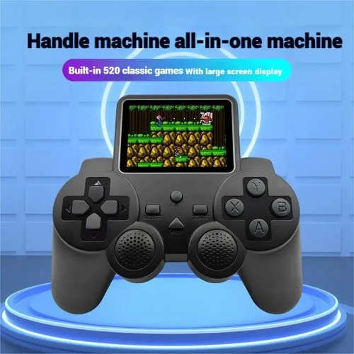 s10 handheld game console, retro FC role adventure 520 games, children's toy TV game, wireless game controller - black double