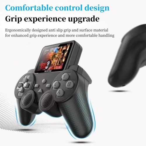 s10 handheld game console, retro FC role adventure 520 games, children's toy TV game, wireless game controller - black double