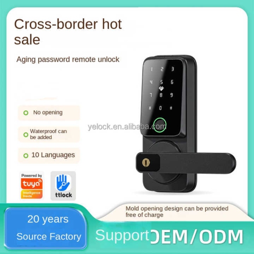 Smart door lock, fingerprint/password/unlock, supports NFC unlocking, mobile phone remote unlocking, voice prompts in 10 languages, [Tuya WiFi]