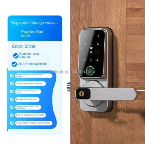 Smart door lock, fingerprint/password/unlock, supports NFC unlocking, mobile phone remote unlocking, voice prompts in 10 languages, [Tuya WiFi]