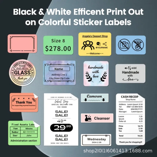 Mini Thermal Label Printer Portable Printer List Name Classification Identification Clothing Label Printer Suitable for Small Business, Mailing,