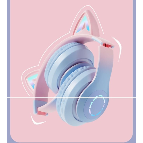 Head-mounted Bluetooth headset, LED luminous gaming wireless card gradient color Bluetooth headset, built-in microphone, noise reduction headset