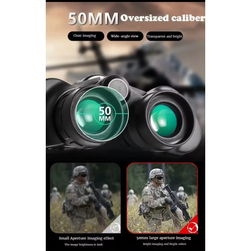 Binoculars 20x50 high magnification high-definition low-light night vision large eyepiece outdoor mobile phone telescope strong waterproof20X50 black
