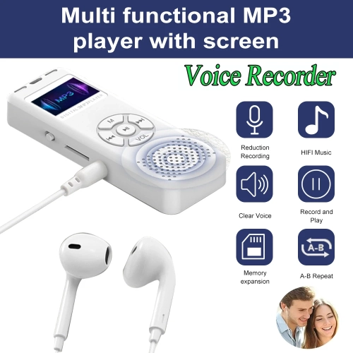 MP3/MP4 player with screen, Bluetooth voice recorder, FM music player, novel listening, mini radio HiFi sound quality - 8GB black