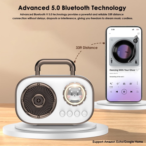 Cute pet space capsule speaker, mini bluetooth speaker, high-value karaoke girl gift computer speaker, portable bluetooth speaker - white