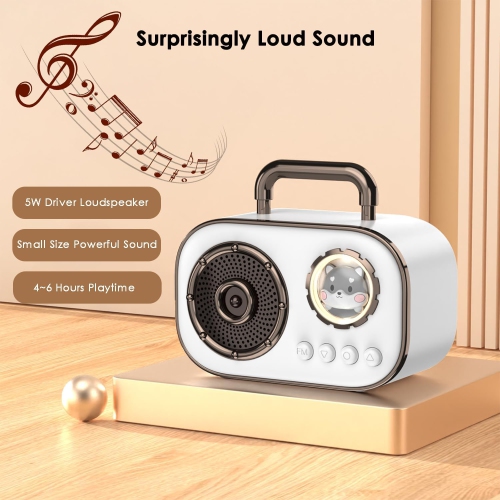 Cute pet space capsule speaker, mini bluetooth speaker, high-value karaoke girl gift computer speaker, portable bluetooth speaker - white