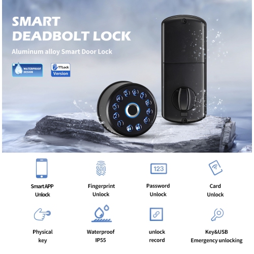 Fully automatic fingerprint lock all locks Bluetooth password lock electronic wooden door lock deadlock fingerprint + TTlock Bluetooth + APP +