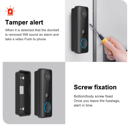Tuya WiFi video doorbell smart voice intercom low power consumption HD wireless remote doorbell set, intercom doorbell